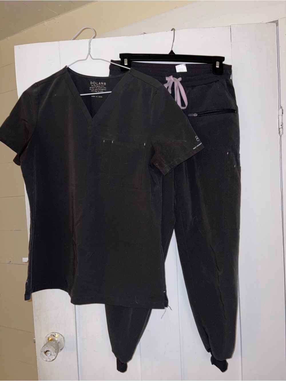 Dolan charcoal gray Scrub Set V Neck Top & Jogger Pants XS